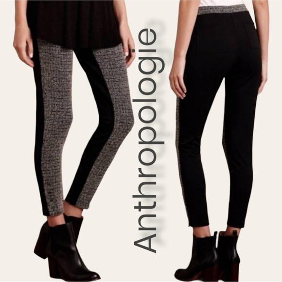 Anthropologie Lilka Mixed Media Tweed Pull On Ponte Pants - Picture 1 of 5